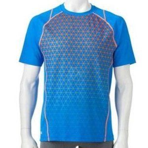 Mens T-Shirt Fila Sport Performance Large Blue Geo Short Sleeve Crew Athletic
